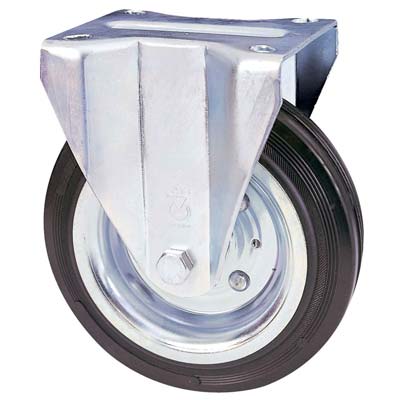 RUOTA A FORCELLA SU PIASTRA 80A AVO - A/ZINCR/GOMMA NERA D.MM  80X25 P.MM 100X85