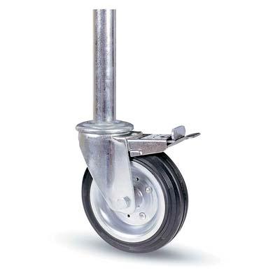 RUOTA A FORCELLA TUBI INNOCENTI +FERMO 103BI AVO - A/ZINCR/GOMMA NERA MM 200X50 PERNO GIR MM 40X190