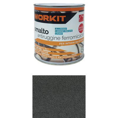 SMALTO ANTIRUGGINE FERROMICACEO WORKIT - GRIGIO SCURO ML 750