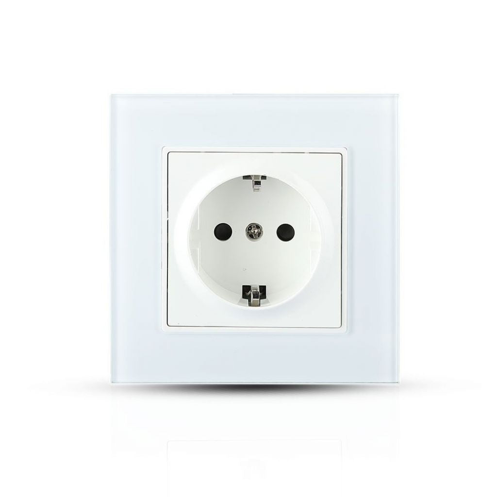 EU Socket 16A Glass Panel White