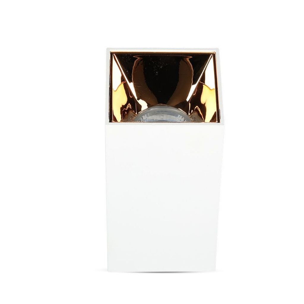 GU10 Fitting Square White + Rose Gold