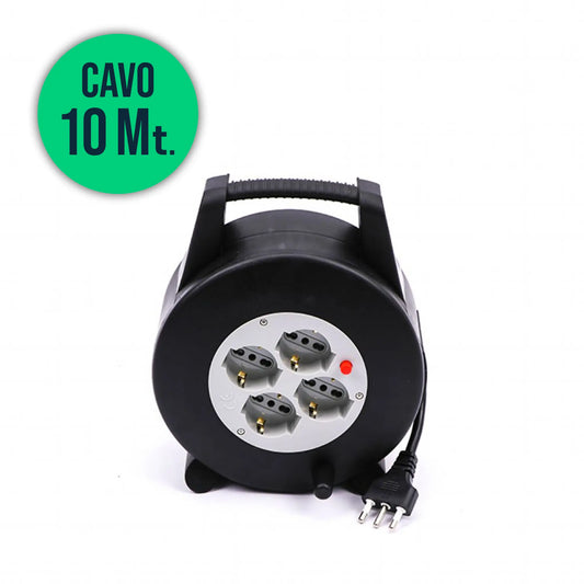 4 Prese 2P/Schuko Con Protezione Termica Ripristinabile Cavo Lunghezza 10m 3X1.5mm Con Plug Da 16A