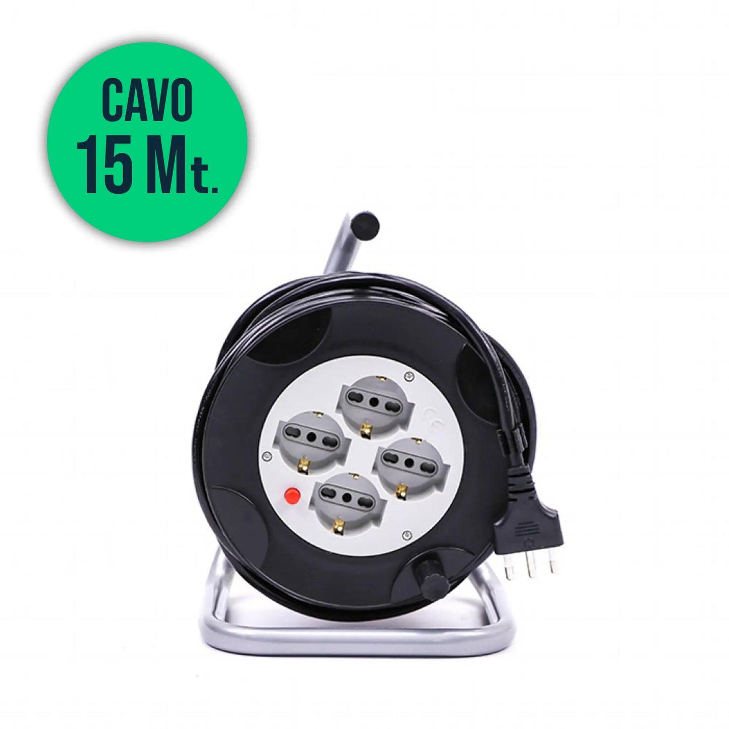 4 Prese 2P/Schuko Con Protezione Termica Ripristinabile Cavo Lunghezza 15m 3X1.5mm Con Plug Da 16A