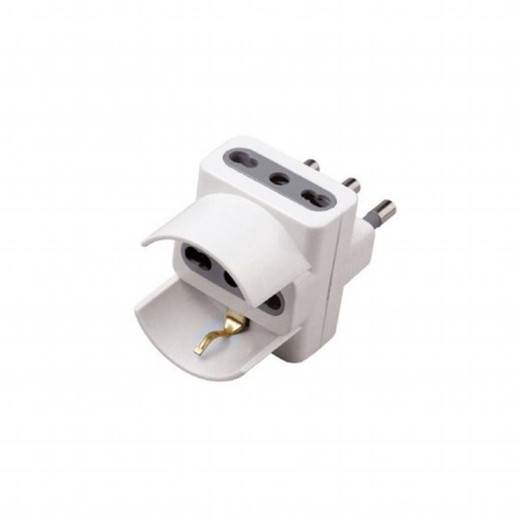 Adattatore Spina 16A 2 Prese 10/16A Bipasso+1 Bipasso/Schuko Max:1500W
