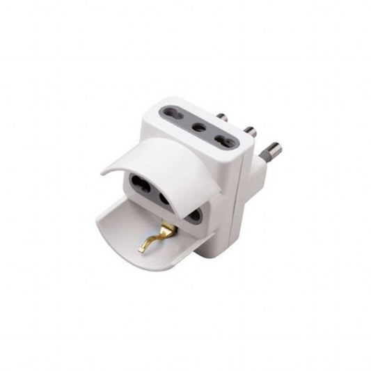 Adattatore Spina 16A 2 Prese 10/16A Bipasso+1 Bipasso/Schuko Max:1500W