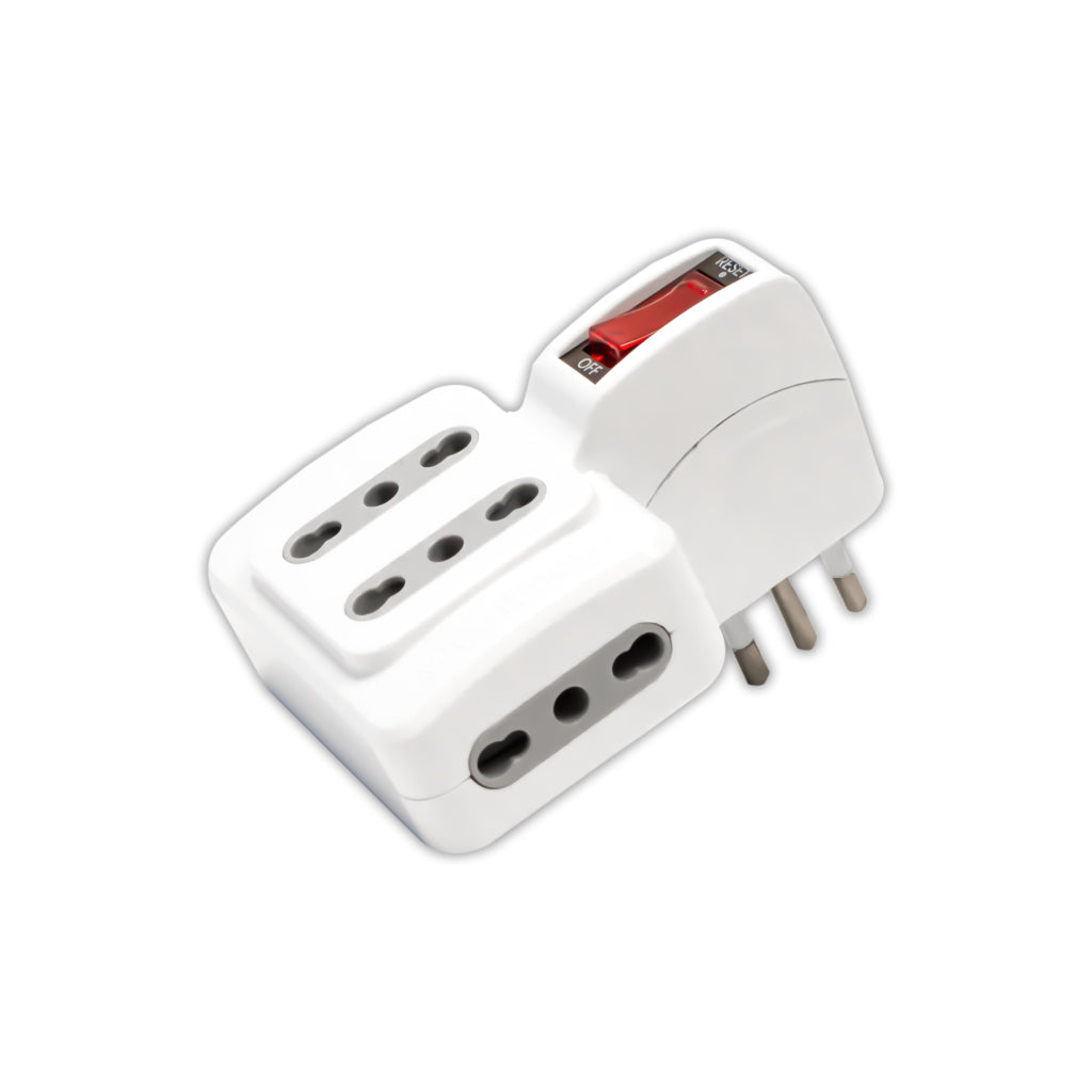 Addattatore Spina 10A 4 Prese 10/16A Bipasso Con Protezione Da Sovraccarico Max:1500W