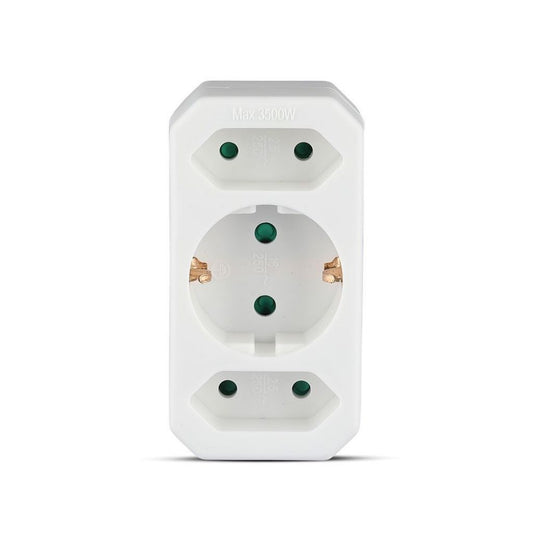 Adapter With Earthing Contact 2 Socket 2.5A 1 Socket 16A White