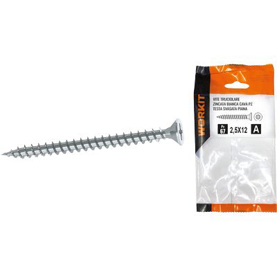 VITE TRUCIOLARE TSP ZINCATA BIANCA SELF WORKIT - CAVA PZ FILETTO INTERO MM 2,5X12 CF=PZ 67