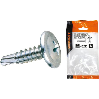 VITE AUTOPERFORANTE TMT RANELLATA SELF WORKIT - ZINCATA BIANCA CAVA PH MM 4,2X19 CF=PZ 24
