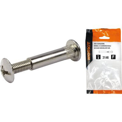 VITE GIUNZIONE MOBILI ACC NICHELATO SELF WORKIT - CANNOCCHIALE MM 8 VITE M 6 MM 38/52 CF=PZ 4