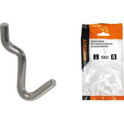 GANCIO UNCINO ACCIAIO SELF WORKIT - X PANNELLO ESPOSITIVO CROM N° 1 MM 15X31 CF=PZ 10