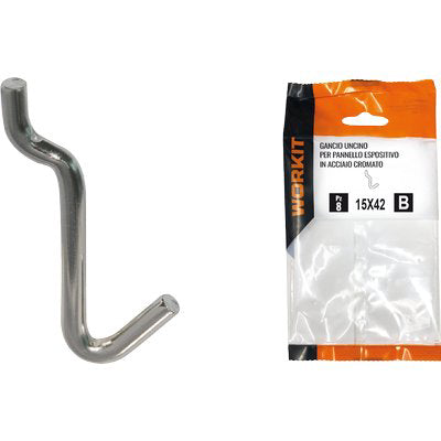 GANCIO UNCINO ACCIAIO SELF WORKIT - X PANNELLO ESPOSITIVO CROM N° 2 MM 15X42 CF=PZ 10