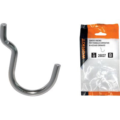 GANCIO UNCINO ACCIAIO SELF WORKIT - X PANNELLO ESPOSITIVO CROM N° 3 MM 25X37 CF=PZ 12