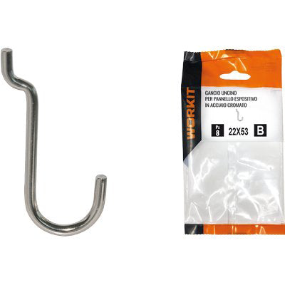 GANCIO UNCINO ACCIAIO SELF WORKIT - X PANNELLO ESPOSITIVO CROM N° 4 MM 22X53 CF=PZ 10