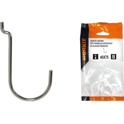 GANCIO UNCINO ACCIAIO SELF WORKIT - X PANNELLO ESPOSITIVO CROM N° 5 MM 40X75 CF=PZ 12