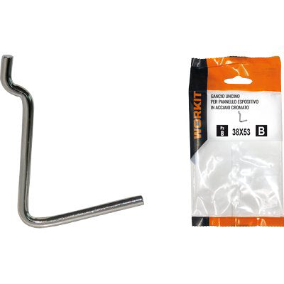 GANCIO UNCINO ACCIAIO SELF WORKIT - X PANNELLO ESPOSITIVO CROM N° 6 MM 38X53 CF=PZ 10
