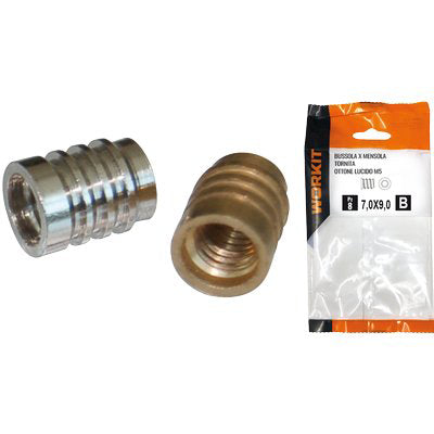 BUSSOLA X MENSOLA SELF WORKIT - TORNITA OTTONE LUCIDO MM 7X9 FILETTO M5 CF=PZ 14
