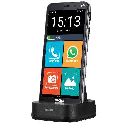 BRONDI AMICO VERO 4G+ (NERO) + FLIP COVER - SMARTPHONE PER ANZIANI - TASTO SOS - TORCIA - GPS - NOTIFICA AI PARENTI IN CASO DI CADUTA - CONTROLLO REMOTO - FOTOCAMERA - BASE DI RICARICA - CONNETTIVITA 4G