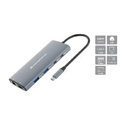 CONCEPTRONIC DONN06G - DOCKING STATION 10-IN-1 USB-C (M) / USB 3.2, HDMI, USB PD DA 100 W, USB-C 5 GBPS X 2, USB-A 5 GBPS X 3, SD, TF/MICROSD, GBE