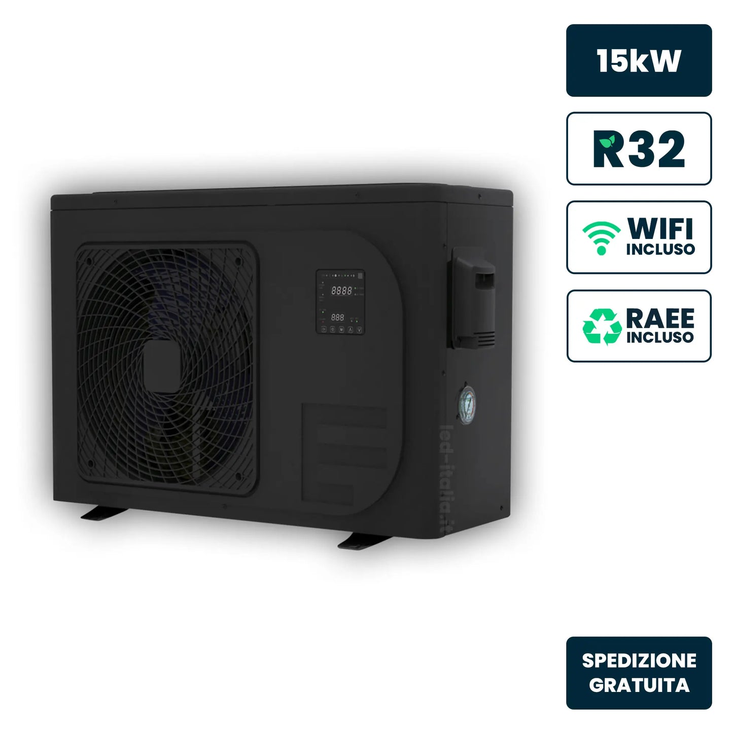 Deye Pompa di calore piscina 15kW R32 Solar AC/DC monoblocco completo