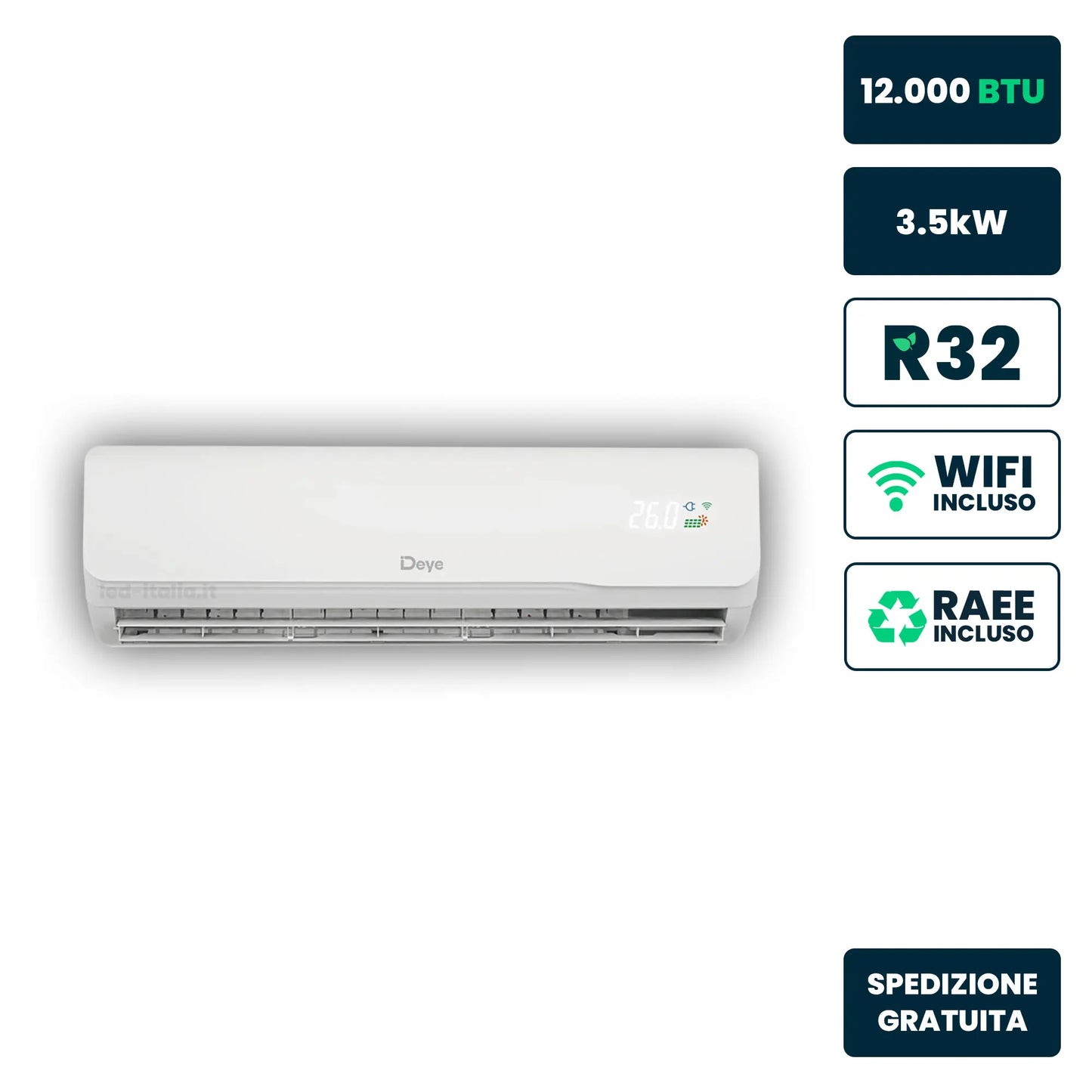Deye Unità interna a parete 12.000 BTU ~3,5kW Solar AC/DC