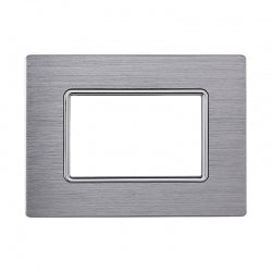 ETTROIT PLACCA IN ALLUMINIO 3 MODULI - SERIE SOLAR - ARGENTO LUCIDO (MT86317) Compatibile BTicino Matix