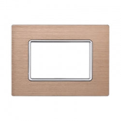 ETTROIT PLACCA IN ALLUMINIO 3 MODULI - SERIE SOLAR - ORO (MT86311) Compatibile BTicino Matix
