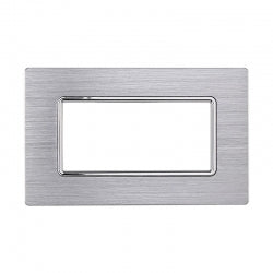 ETTROIT PLACCA IN ALLUMINIO 4 MODULI - SERIE SOLAR - ARGENTO LUCIDO (MT86417) Compatibile BTicino Matix
