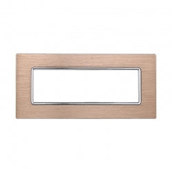 ETTROIT PLACCA IN ALLUMINIO 6 MODULI - SERIE SOLAR - ORO (MT86611) Compatibile BTicino Matix
