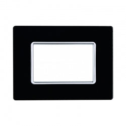 ETTROIT PLACCA IN VETRO 3 MODULI - SERIE SOLAR - NERO (MT84302) Compatibile BTicino Matix