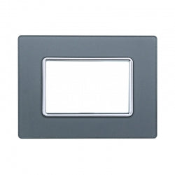 ETTROIT PLACCA IN VETRO 3 MODULI - SERIE SOLAR - SILVER (MT84306) Compatibile BTicino Matix