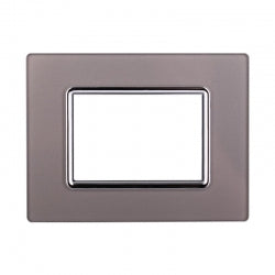 ETTROIT PLACCA IN VETRO 3 MODULI - SERIE SPACE - SILVER (LN84306) Compatibile BTicino Living