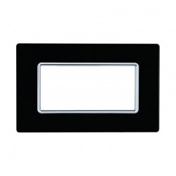 ETTROIT PLACCA IN VETRO 4 MODULI - SERIE SOLAR - NERO (MT84402) Compatibile BTicino Matix