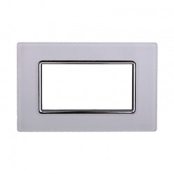 ETTROIT PLACCA IN VETRO 4 MODULI - SERIE SPACE - BIANCO (LN84401) Compatibile BTicino Living