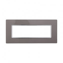 ETTROIT PLACCA IN VETRO 6 MODULI - SERIE SOLAR - ARGENTO (MT84606) Compatibile BTicino Matix