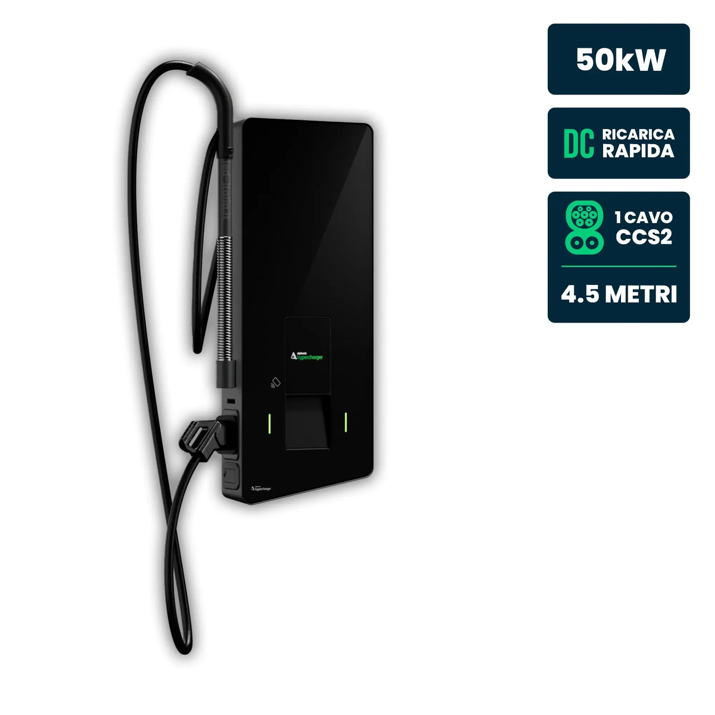 Hypercharger DC 50kW Cavo 4.5m IP55 IK10 Display Colori 10" e RFID