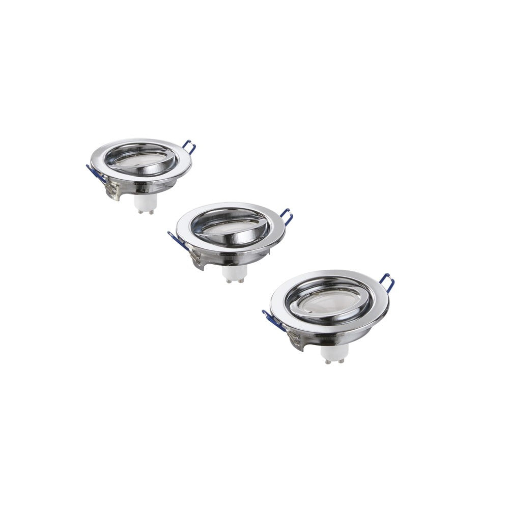 KIT 3PZ INCASSI LED MATRIX ORIENTABILI CROMO 3XGU10 5W 3X413LM 3000K 10X8X10,5CM