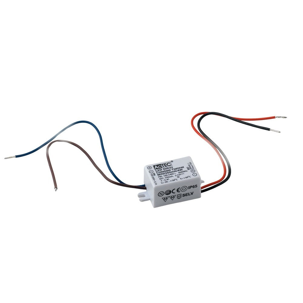 MINI DRIVER ACTEC C.COSTANTE OUTPUT 2-12V 350mA 4W INPUT 100-240V IP65 3,8X2,7X2,1CM