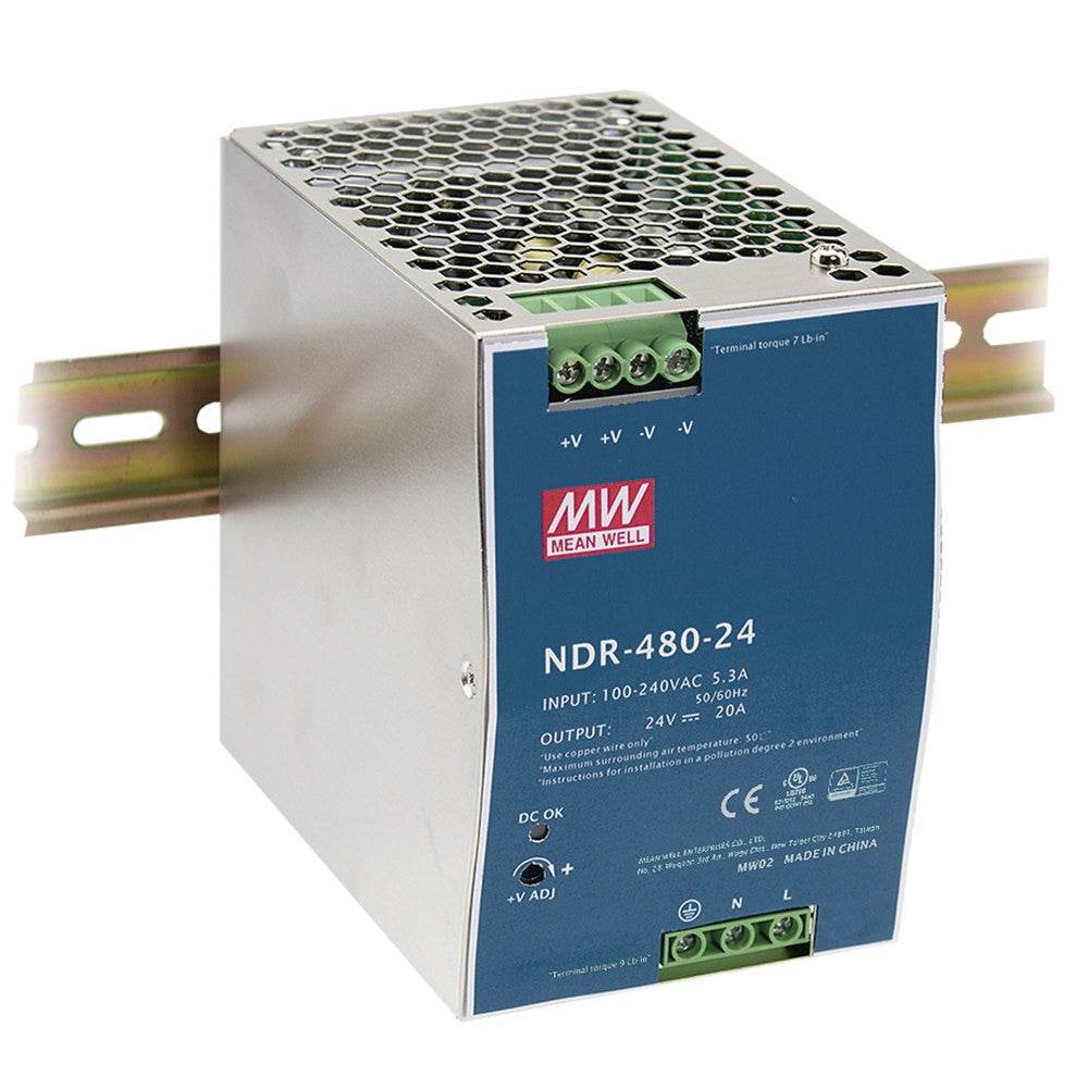 DRIVER GUIDA DIN INDUSTRIALE USCITA SINGOLA 24V 480W 20A INPUT AC90-264V DC127-370V 8,55X12,52X12,85