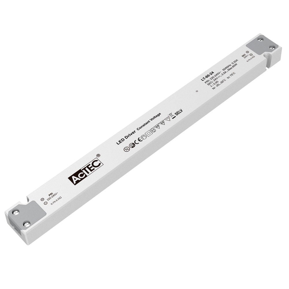 DRIVER LT 24V TENSIONE COSTANTE 60W 2,5A INPUT AC220-240V 30,5X3X1,82CM