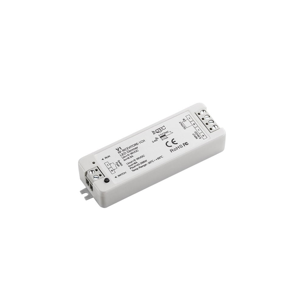 RICEVITORE RF 2,4G 1 CANALE PER WALLPAD DMX UTILIZZABILE PER SINGOLO COLORE 9,7X3,3X1X8CM