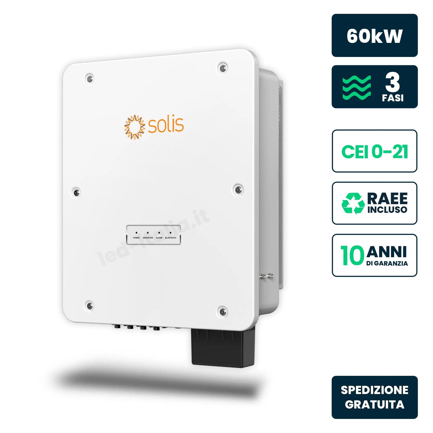 Inverter Fotovoltaico di Stringa Trifase 60 kW 5 MPPT CEI 0-21/0-16 IP66