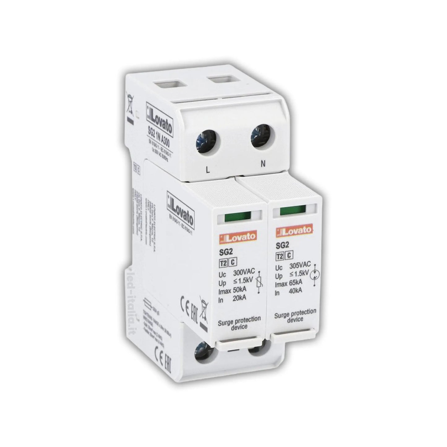 Scaricatore Sovratensione Serie SG2 Tipo 2 20kA 1P+N 2 Moduli