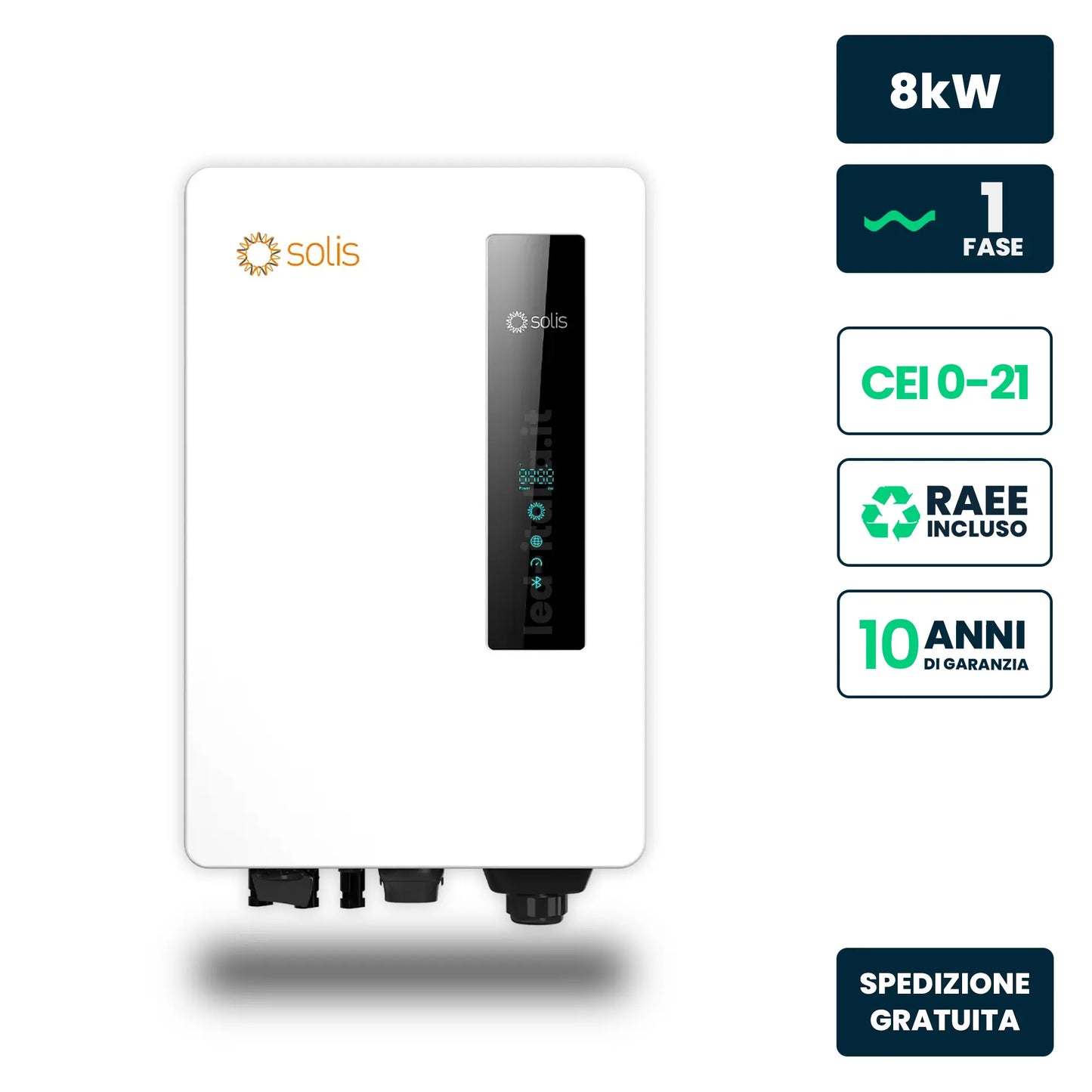 Inverter Fotovoltaico di Stringa Monofase Solis 8kW 3 MPPT CEI 0-21 IP66