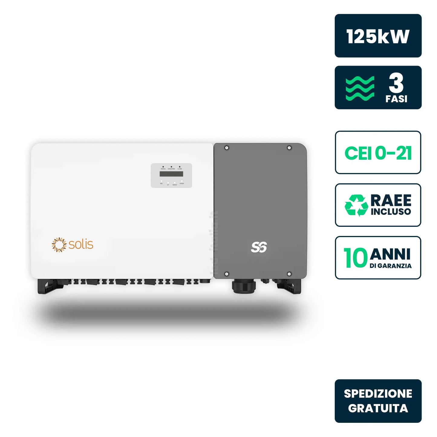 Inverter Fotovoltaico di Stringa Trifase Solis 125kW 10 MPPT CEI 0-21/0-16 IP66