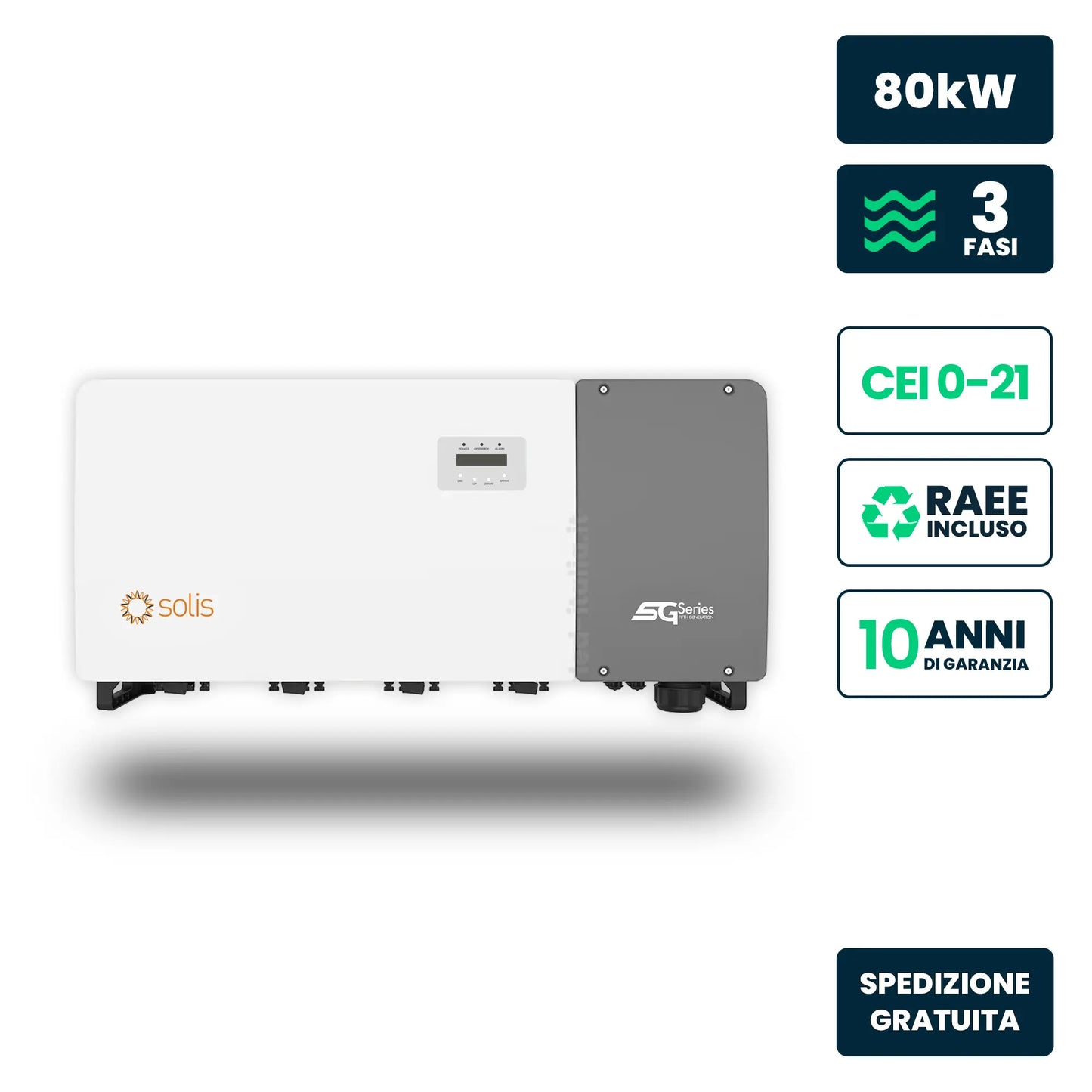 Inverter Fotovoltaico di Stringa Trifase Solis 80kW 6 MPPT CEI 0-21/0-16 IP66