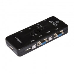 SWITCH KVM MANUALE PER 4 PC USB/VGA CON 1 MOUSE, 1 TASTIERA USB E 1 MONITOR VGA CON CAVI INCLUSI