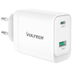 VULTECH CC45-1C1A - CARICATORE UNIVERSALE 1 PT USB-C + 1 PT USB-A GAN 45W