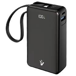 VULTECH VPB-LP10BK - POWER BANK 10.000 MAH - LCD - USB-A + USB-C - QUICKCHARGE 35W - CAVO INTEGRATO