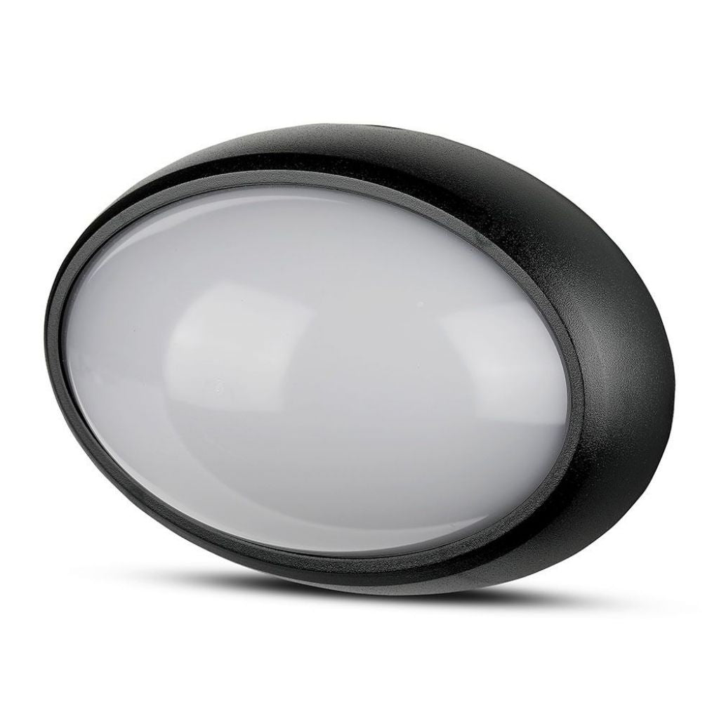 12W LED Full Oval Ceiling Lamp Black Body IP66 6000K